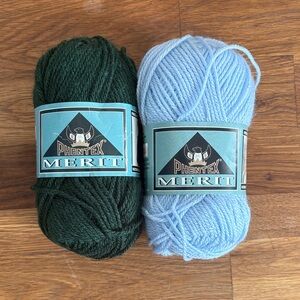 Phentex Merit Yarn Skeins in Dark Green & Light Blue